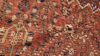 93 - S.W. Persian - 180 x 210 cm - 5' 11" x 6' 11"
Some moth damage during storage.

Please share any information you may have on the rug origin, age, region or  ...