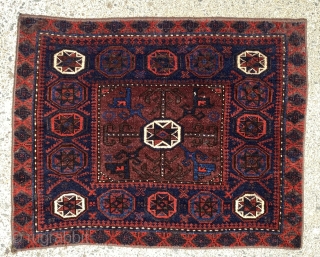 Baluch saddle bag face. Late 19th century. 23" X 30" (inches)      Good pile, soft wool and glowing colors.          