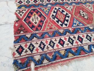 Antique Caucasian Shirvan Kilim, size ~140x320cm. All natural colors, wool on wool.                     