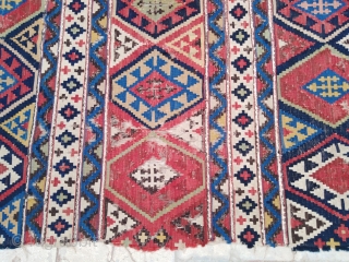 Antique Caucasian Shirvan Kilim, size ~140x320cm. All natural colors, wool on wool.                     