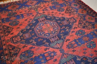 Old Caucasian Kuba soumak carpet of traditional medallion design of good size and colour. Circa 1920. Wool on wool. Execellent condition. Size ~240-400cm 8x13ft         