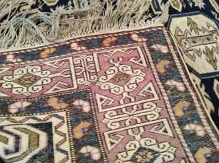 Antique Kuba Perepedil rug. Size 105x165cm. Holes pictured, other than in very good condition. Some synthetic color.                