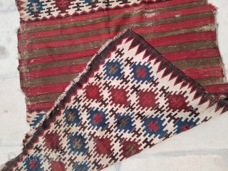 Antique 1880 Caucasian Shirvan Saddle bag panel mafrash kilim rug 3'4"x6'3" 100x190cm
Condition as seen at pictures, a lot of wear.
Wonderful colors!            