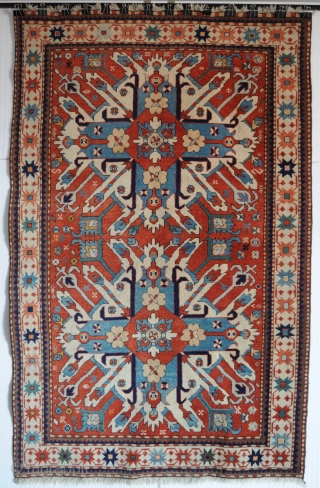 Caucasian Chelaberd Eagle Kazak Karabagh rug, early 20th century, excellent condition, size 4'8"x7'3" (142x220cm). 
Wonderful natural dyed colors, wool on wool, original sides and ends, good pile.
More photos on request.   