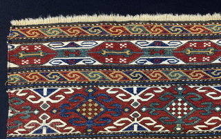 Shahsavan mafrash soumak panel.
  19th century. 
All natural dyes.
Size:105x42 cm                      