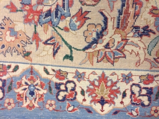 Isfahan Seirafian 250x160 cm (8ft2in x 5ft2) circa 1940. Signature: Bafte Esfehan Iran - Hossein Seirafian. Condition: Good. Some ends losses in one side. Original selvedges and ends. Silk warp, silk weft,  ...