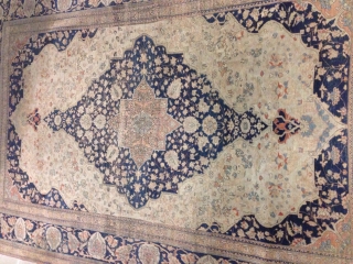 Kashan Motashem 210x140 cm (6ft8in x 4ft9) circa 1890. Condition: Fair, even low pile. Cotton warp, cotton weft, wool pile             