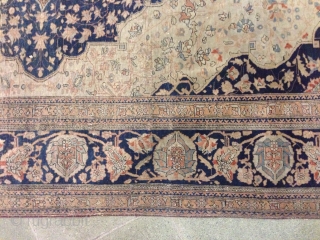 Kashan Motashem 210x140 cm (6ft8in x 4ft9) circa 1890. Condition: Fair, even low pile. Cotton warp, cotton weft, wool pile             