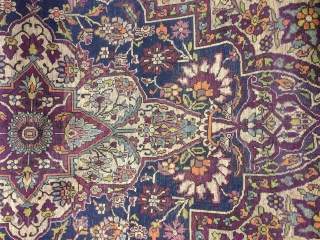 Silk Kashan 206x137 cm (6ft8in x 4ft9) circa 1900. Condition: Fair, even low pile. Silk warp, silk weft, silk pile             
