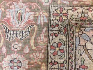 Kashan Motashem 210x140 cm (6ft8in x 4ft9) circa 1890. Condition: Good, even low pile. Cotton warp, cotton weft, wool pile             