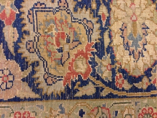 Kumkapi 180x126 cm (5ft9in x 4ft1in) early 19th. Condition: Fair. Original selvedges and ends. 3 holes (tears). Silk warp, silk weft, silk pile. Worldwide Free Shipping.
       