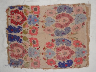 Ottoman Greek (?) embroidery Fragment. Great Saturated Colours. Cm 52 x 40.                     