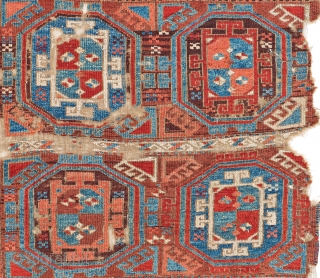 Lot 144, Early East Anatolian Divan Rug, 5 ft. 10 in. x 3 ft. 4 in., Turkey, first half 19th century, Condition: used, incomplete all around, some holes and losses, heavy signs  ...