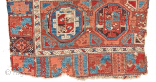 Lot 144, Early East Anatolian Divan Rug, 5 ft. 10 in. x 3 ft. 4 in., Turkey, first half 19th century, Condition: used, incomplete all around, some holes and losses, heavy signs  ...