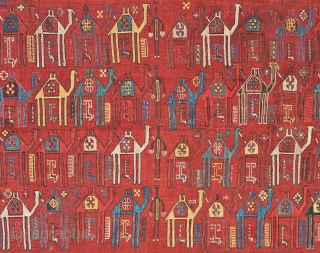 Lot 207, Shadda, with 110 camel and 12 human figures, 9 ft. 5 in. x 6 ft. 0 in., Azerbaijan, second half 19th century, Condition: good, few small repairs and reweavings, Warp:  ...