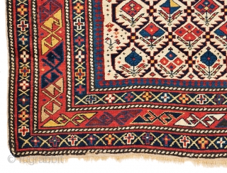 Lot 6, Daghestan Prayer Rug,
4 ft. 9 in. x 3 ft. 8 in.,
Caucasus, second half 19th century,
Condition: very good, minor signs of use,
Warp: wool, weft: cotton, pile: wool,
Provenance: Theo Häberli private collection,  ...