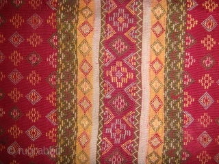 Northern Myanmar, Chin State: 
Rare, Tribal All-Silk Handwoven Textile by the Haka Chin group (c.1910). No longer woven in such exquisite detail as was done in a bygone era.
Approx. Size: 136cm x  ...