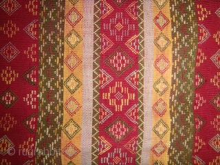 Northern Myanmar, Chin State: 
Rare, Tribal All-Silk Handwoven Textile by the Haka Chin group (c.1910). No longer woven in such exquisite detail as was done in a bygone era.
Approx. Size: 136cm x  ...