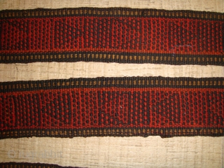 Early 20th Century, Wool Turkmen Malband. Colour: Orange and Black (similar to Baluch types).
Strap Length (without Rope Straps): Approx. 481cm ; Strap Width: Approx. 07cm.
Rope Fasteners Length: 60cm and 61cm for Both  ...