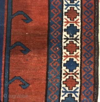 Antique Kazak Mehrabli rug with camel motives, Tovuz district, Azerbaijan, c1900. Size: 140x200cm (4'7"x6'6"). Brown and ivory wool warps twisted and soft red wool wefts. Good original condition. No repairs. All good  ...