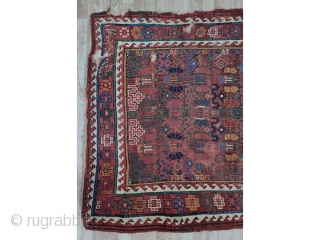 Antique Persian sauctbulah Rug size:268x145 cm /8'9"x 4'9"                         