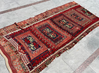 Kurdish fragment rug 19th Century 
Size130x230cm
A…                           