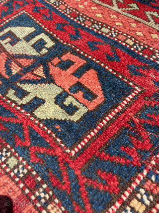 Kurdish fragment rug 19th Century 
Size130x230cm
A…                           