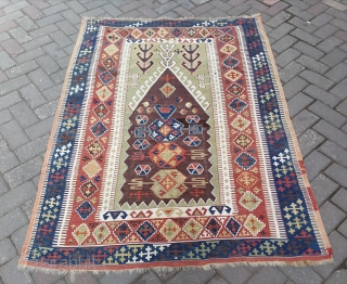 Central Anatolian Konya Obruk Kilim Rug 19th Century Sizi:134 x 177 cm
                     