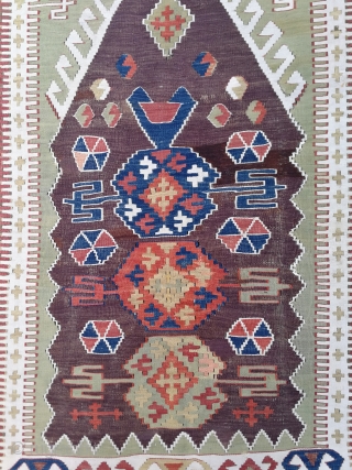 Central Anatolian Konya Obruk Kilim Rug 19th Century Sizi:134 x 177 cm
                     