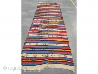 Central anatolian konya Cihanbeyli kilim Rug 19th Century 443x160cm                        