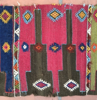 Lovely little Kilim saf fragment . 3'9" x 1'5".                        