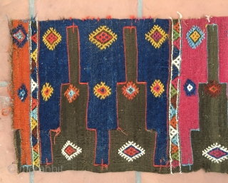 Lovely little Kilim saf fragment . 3'9" x 1'5".                        