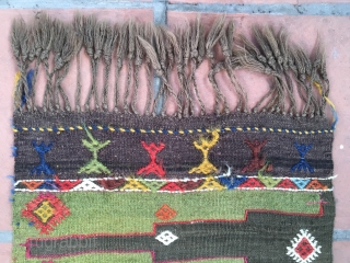 Lovely little Kilim saf fragment . 3'9" x 1'5".                        