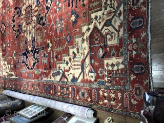 High quality serapi carpet in good condition. Very good color , drawing and weave. Had some old moth damage on the back but hardly affected the front at all. Some wear, and  ...