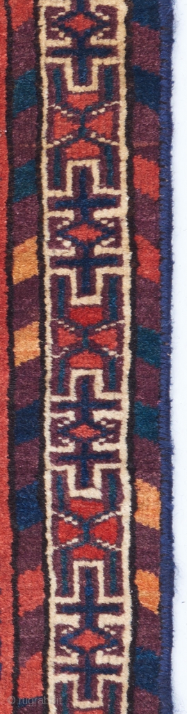Yomut or P-chodor trapping with gorgeous color and great quality. Probably an Ok-bash fragment. Asymmetrically knotted open to the left. 1'10" x 1'3".          
