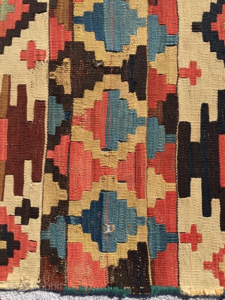 Kilim with great soft, harmonious colors. Scattered, small repairs. 5'1" X 8'10"                     