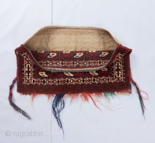 A complete Yomut bag in excellent condition with a somewhat rare design. All good color. Probably late 19th but charming nonetheless and priced accordingly.

Please visit our website for more rare woven art  ...