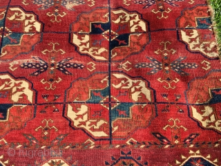 Early Tekke main carpet fragment. 2'6"x 2'7". very soft handle.                       