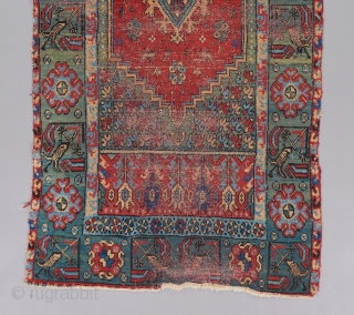 An early Morrocan Rabat rug. Circa 1800. A very rare example of a rare group. While most pieces in this group contain a hodge podge of elements from different traditions, the design  ...