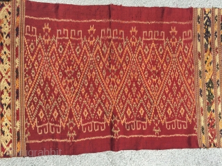 Silk embroidered shawl from the Tae Daeng tribe of Laos.  10'5" x 1'10".                   