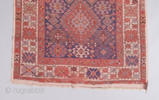 Kazak long rug with dazzling colors. 11'7" x 3'10"                        