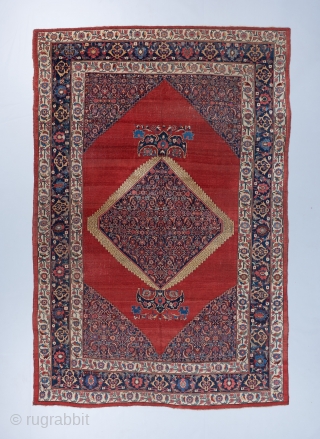 Beautiful Wool foundation Bijar. 14'5" x 9'8". Good condition with some wear. Late 19th century. All natural colors.               