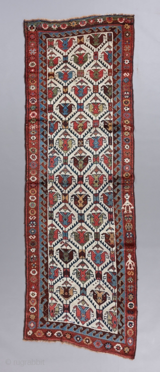 Superb Kurdish runner. Great color, wool, condition and age. This piece has no excuses. 10'1" x 3'3". 

Please visit our website for more rare woven art: www.bbolour.com      