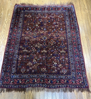 Lovely little khamseh. Circa 1900 or so. Super charming field design with little pops of color. All original in excellent condition. 5’3” x 4’2”. Email me at noah@bbolour.com.     