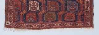 Afshar piled Ru Khorsi.  Great color. Fine weave. Beautiful soft, supple quality. Red wefts. 3'2" x 3'2". An old one of the type. Fresh to the market. All original except for  ...