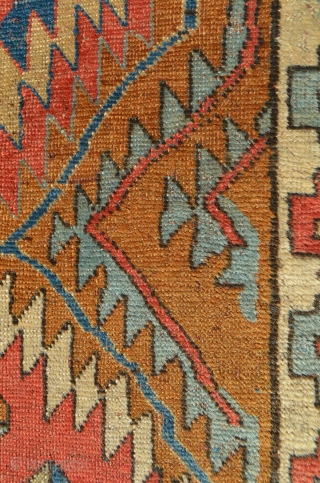 A unique Northwest Persian? Kurdish? rug with very appealing bold and archaic design elements. 4'7" x 3'2". 

               