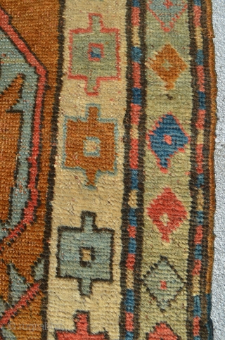 A unique Northwest Persian? Kurdish? rug with very appealing bold and archaic design elements. 4'7" x 3'2". 

               