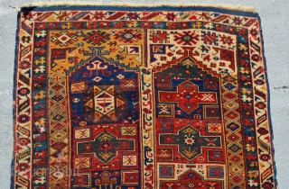 Interesting Anatolian Makri Rug. Great colors. Pretty good condition with some minor repiling done. 19th century. 6'9" x 4'3".              