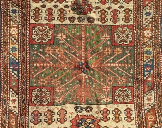 Anatolian rug . 3' x 3'6". Some repiling in the green area.                     