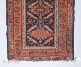 Kurdish or Shahsavan runner. Excellent color and quality. Just a sweet thing. Very good condition with just a bit of old repair in one very small area. 7'7" x 3'2"   